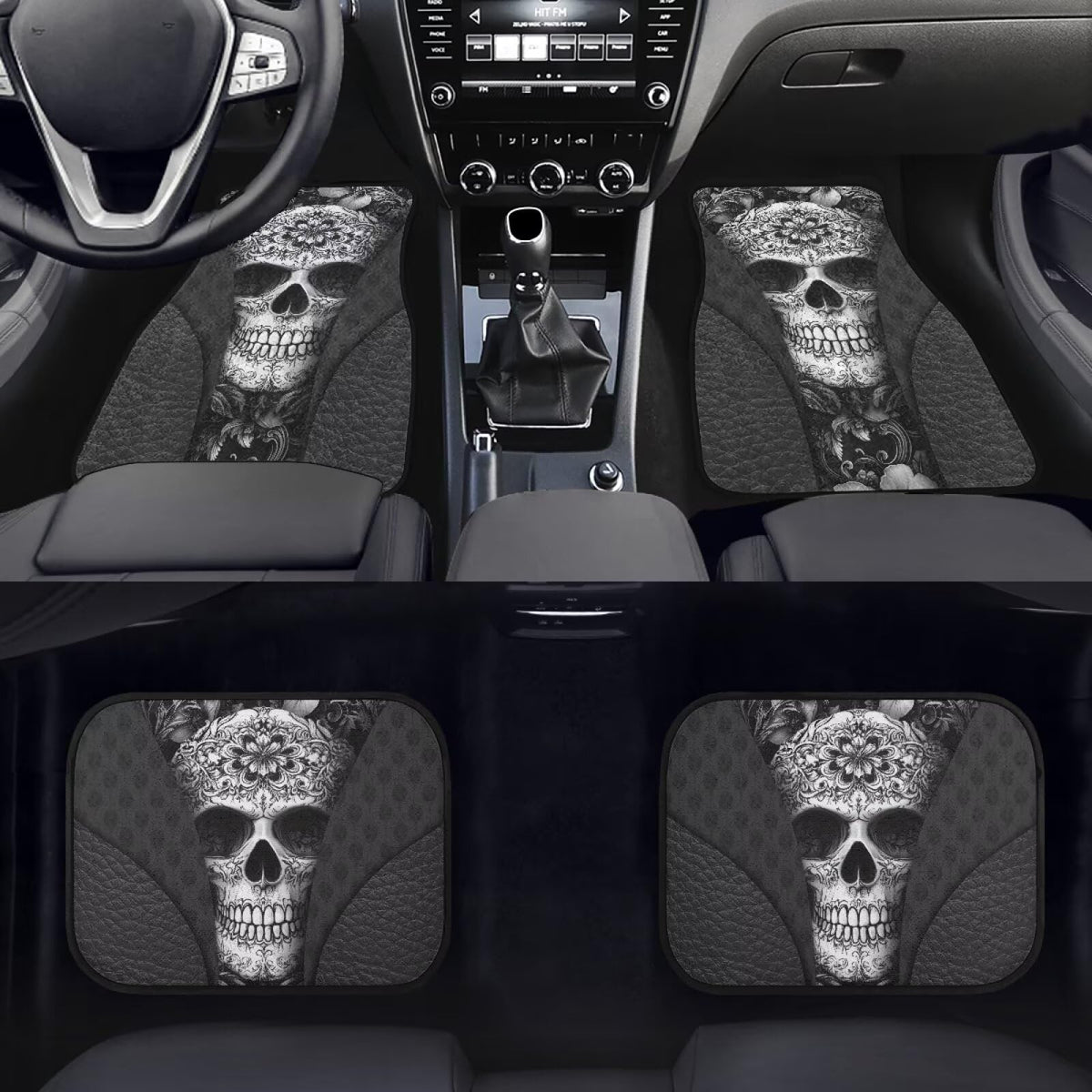 Black Skull Car Floor Mats for Men (Black Skull)