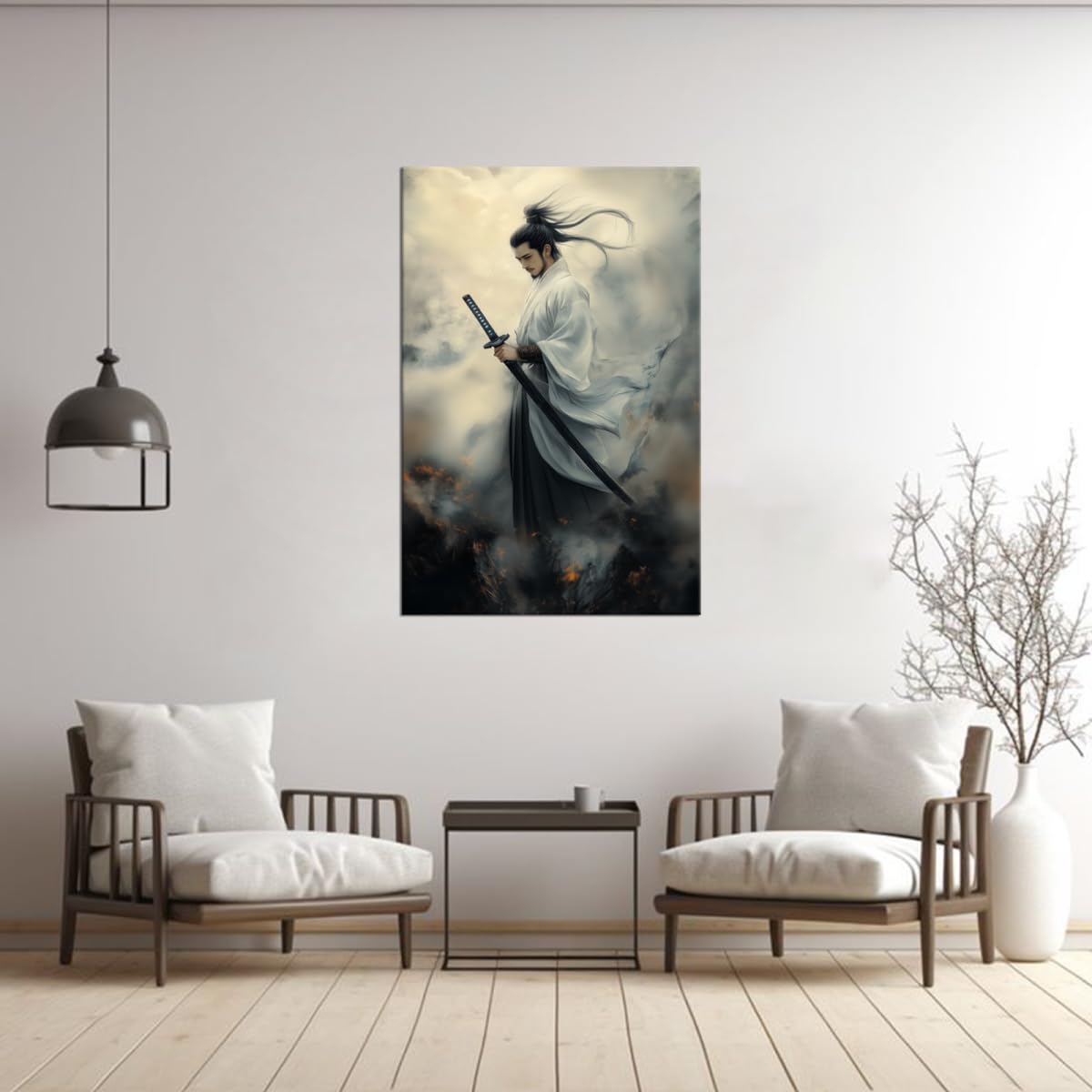 Ethereal White Robe Male Samurai Canvas Wall Art (28"L x 44"W / Samurai4)