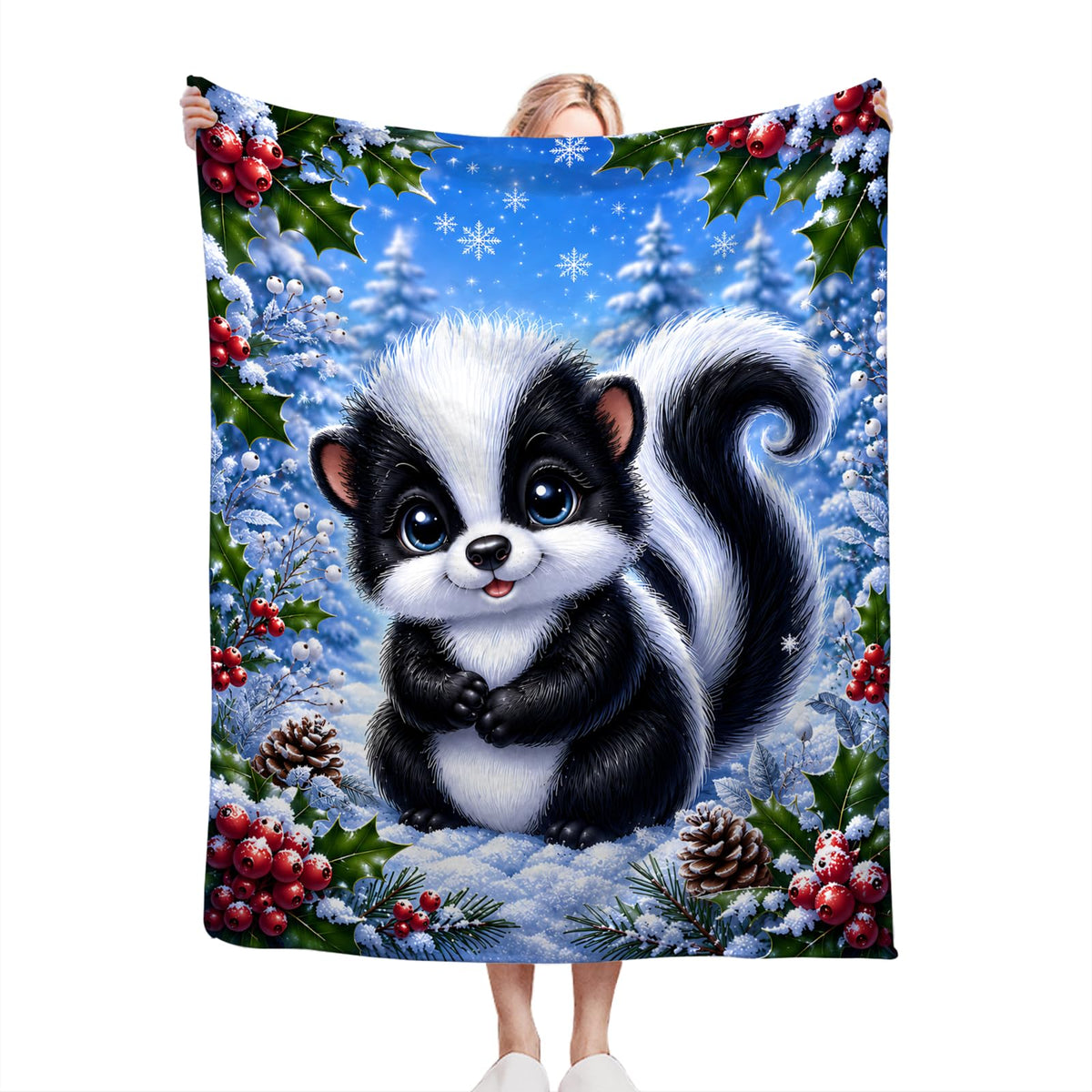 Christmas Skunk Blanket Woodland Animal Gifts Throw Blanket 40"X50" (40"x50" / Skunk)
