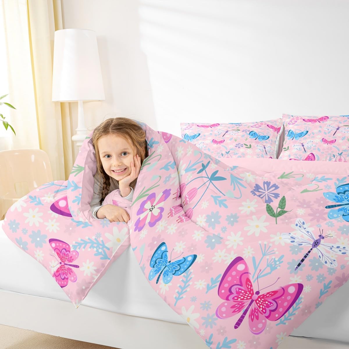 Butterfly Kids Comforter Set King Size for Kids Boys Girls (Multi 811 / King)