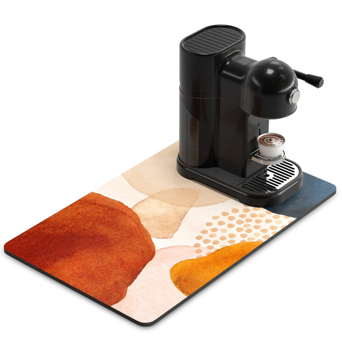 Coffee Mat 12" x 19" Cute Boho Theme Coffee Bar Mats for Espresso Machine Station Accessories and Organizer (Abstract Stones Art / 12" x 19")