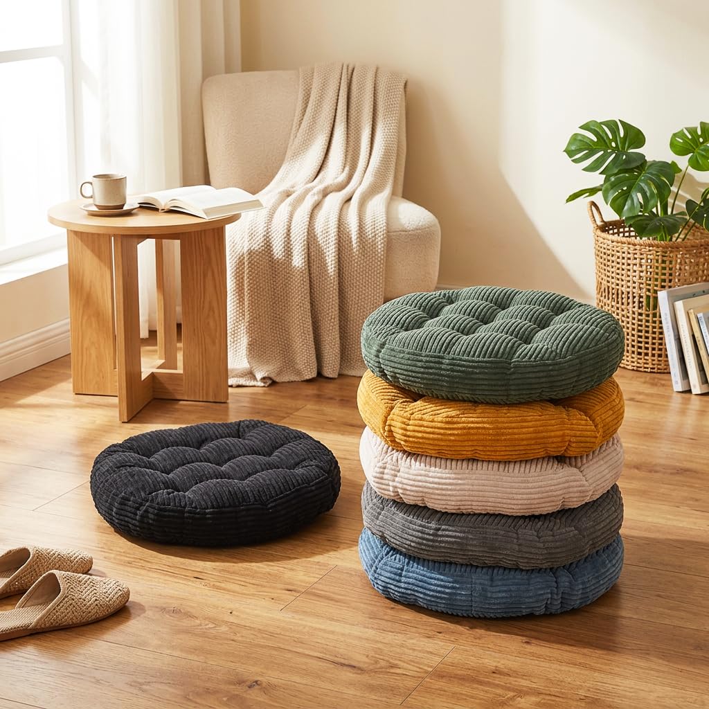 Large Floor Pillow for Adults (Round-dark Green)