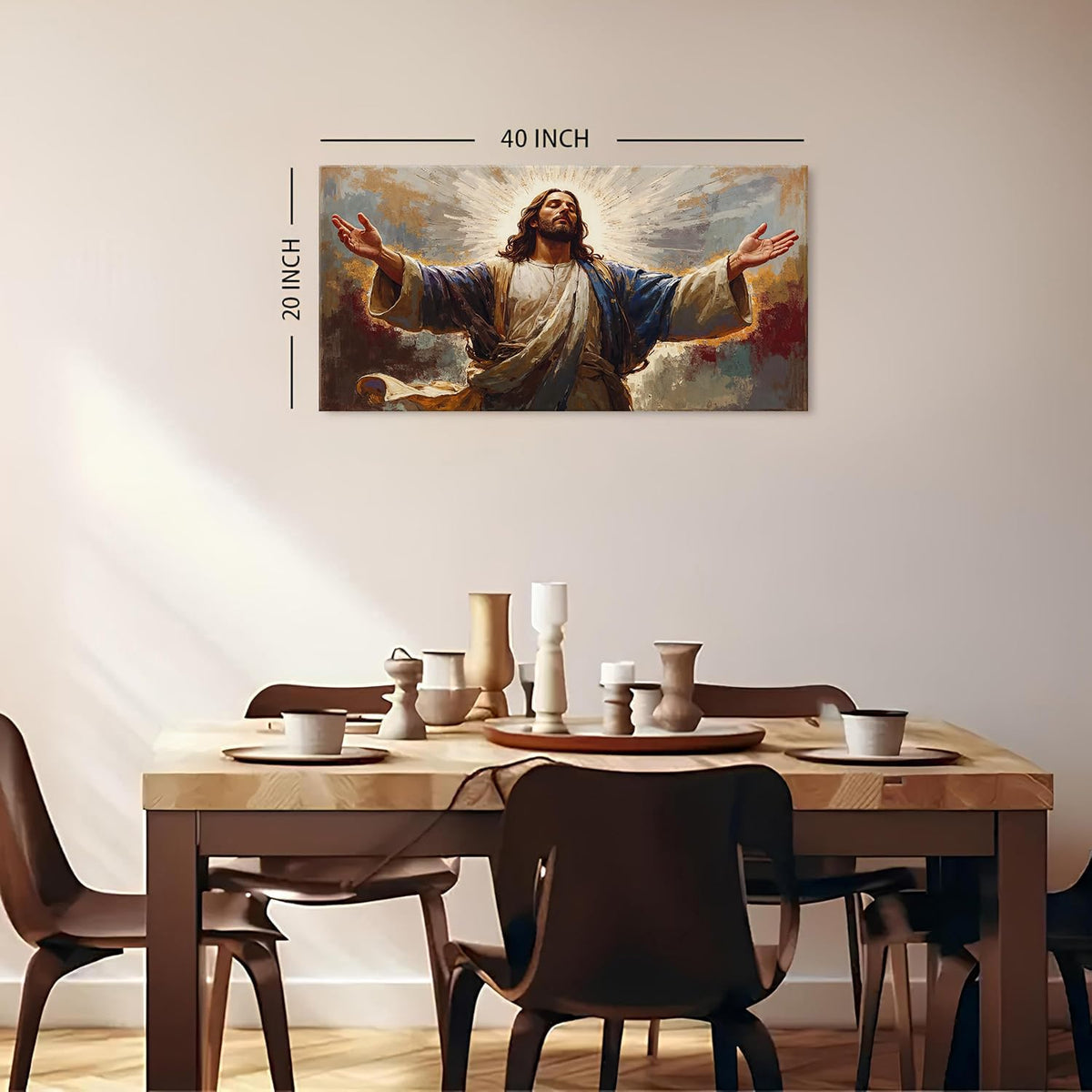 Jesus Canvas Wall Art Abstract Christian Picture for Living Room Religious Poster Canvas Prints Prayer Room Decor Holy Jesus Painting Vintage Spiritual Artwork Church Home Bedroom Decorations 20x40” (40"L x 20"W / Holy God)