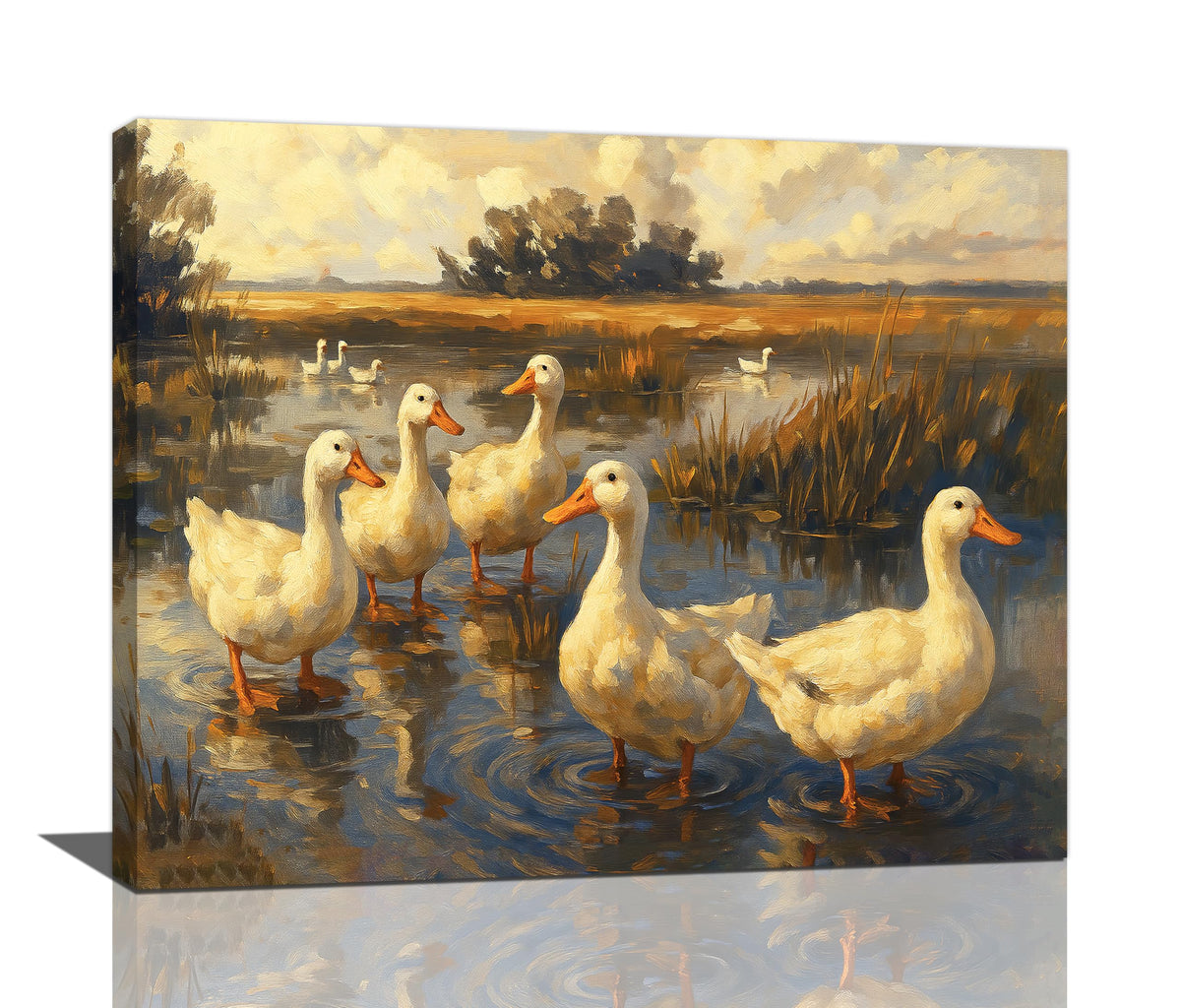 Farmhouse Duck Wall Art Country Feild Canvas Wall Decor Pictures Paintings Prints Artwork Framed Decorations For Bathroom Bedroom Living Room Office Gifts 20" x 16" (Duck / 20"L x 16"W)
