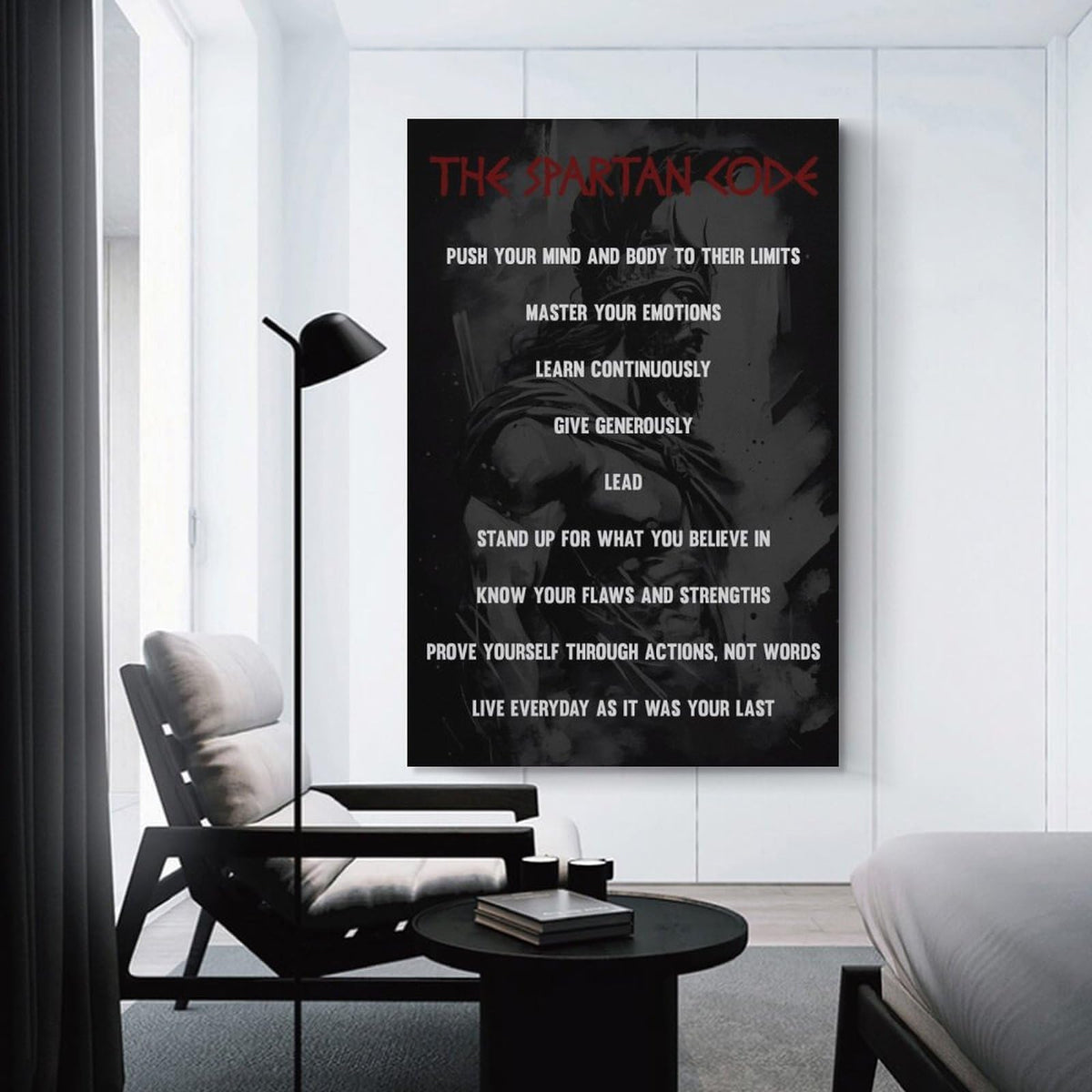 The Spartan Code Abstract Art Printed Canvas Printing Wall Art Prints Wall Decor Posters Dark Warrior Philosophy Motivational Black Red Living Room Bedroom Office Gym Decor 08x12inch (style-11 / 08x12inch(20x30cm) Unframe)