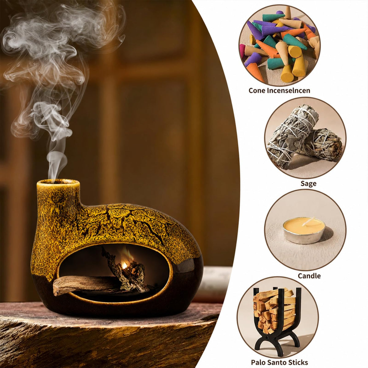 Handcrafted Ceramic Palo Santo Holder (Yellow)