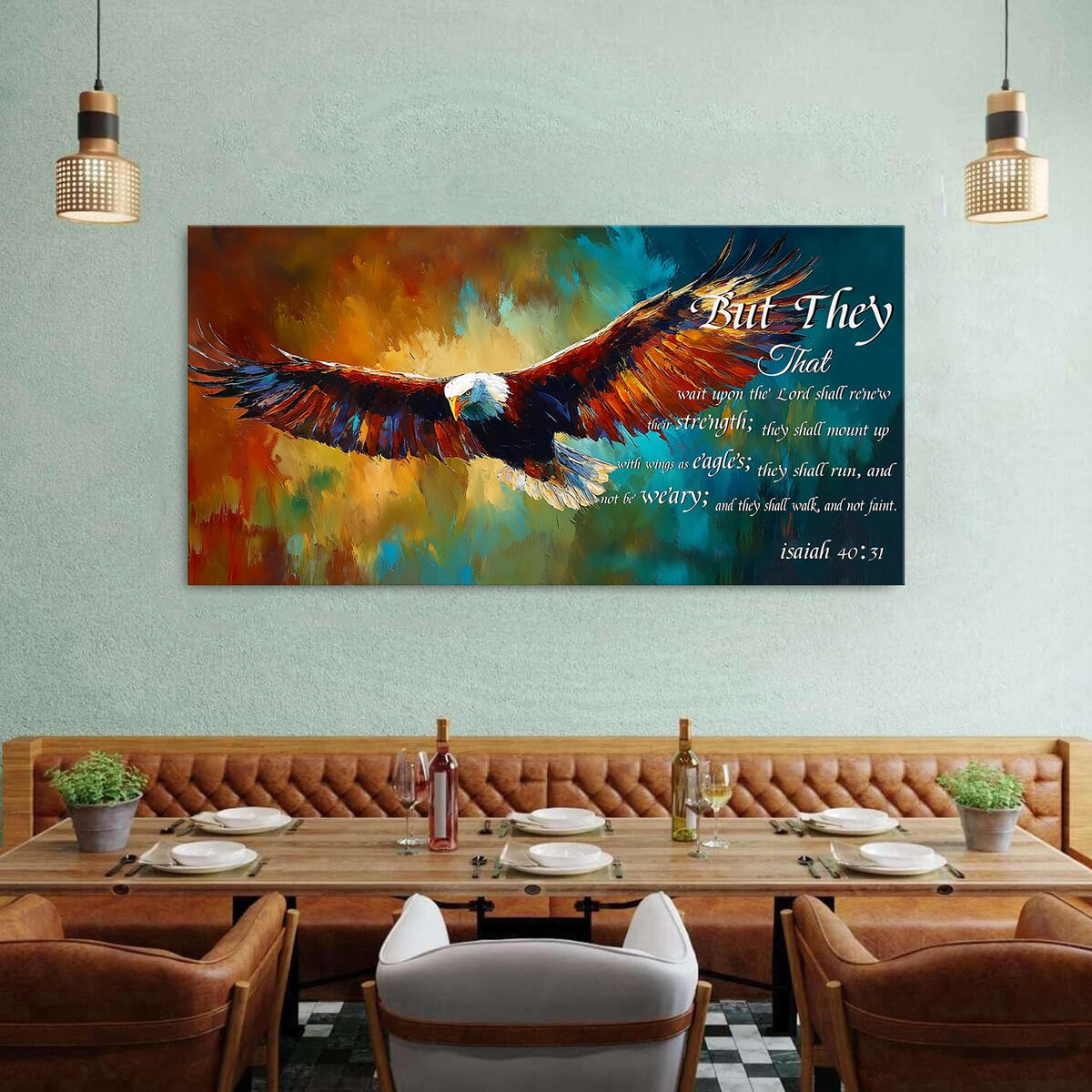 Christian Eagle Wall Art Isaiah 40 31 Poster Bible Verse Wall Decor Inspirational Scripture Canvas Prints Painting Religious Biblical Framed Artwork Bedroom Living Room Home Decoration 30x60 (60"L x 30"W / Isaiah 40 31)