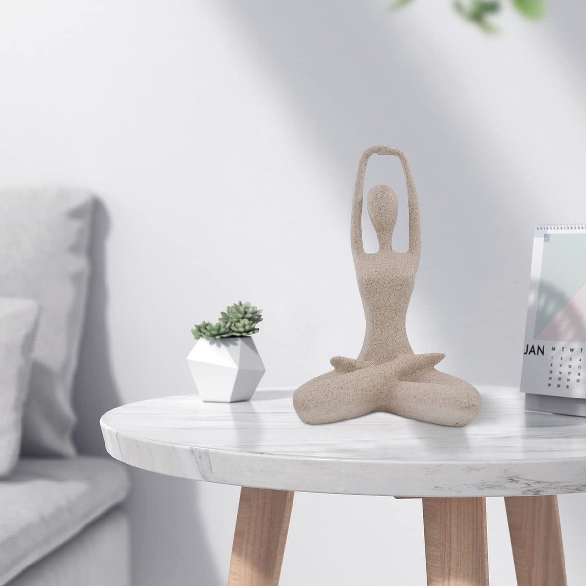 Yoga Lady Statue Modern Sculpture for Home Office Desk Decor Resin Sandstone Abstract Figurine Yogis Gifts 9 1 (Resting Muse)