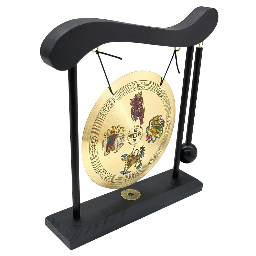 Brass Gong Desktop Zen Art Feng Shui Decor (Four Divine Beasts)
