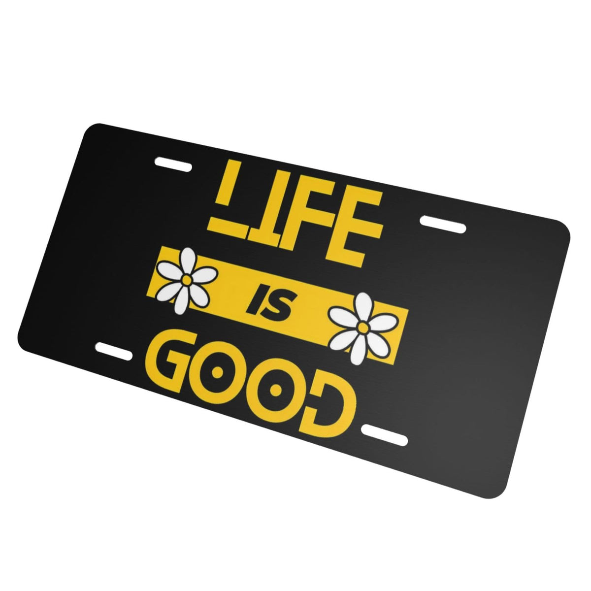 Life is So So Good White Daisy Floral Front License Plate Aluminum Decorative License Plates Metal Car Plate 6"X12" Novelty Vanity Tag Cover with 4 Holes Car Decor Accessory (Blue / 6 X 12 Inch)