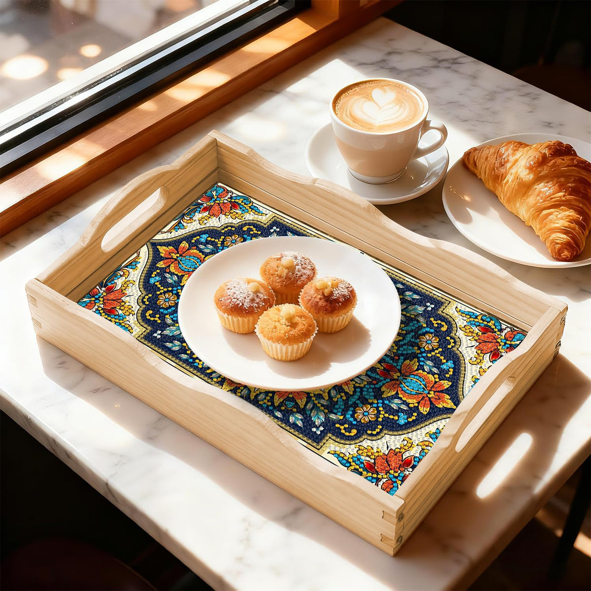 DIY Mandala Diamond Painting Serving Tray with Handle for Adults (Mandala Big C)