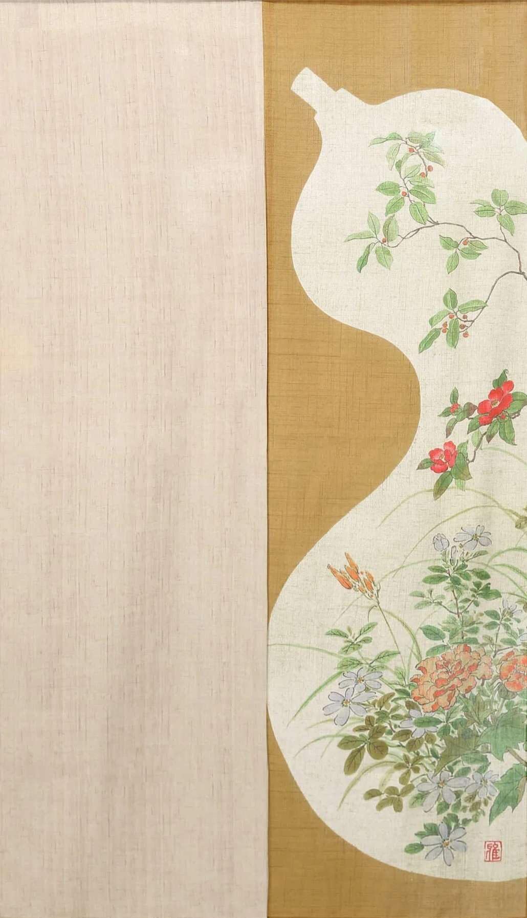 Japanese Noren Curtain Doorway Curtains 67in Long Size Traditional Room Divider for Kitchen Bedroom Pet Friendly Privacy Home Decor Gourd (Gourd / 33.5"W x 67"L (Pack of 1))
