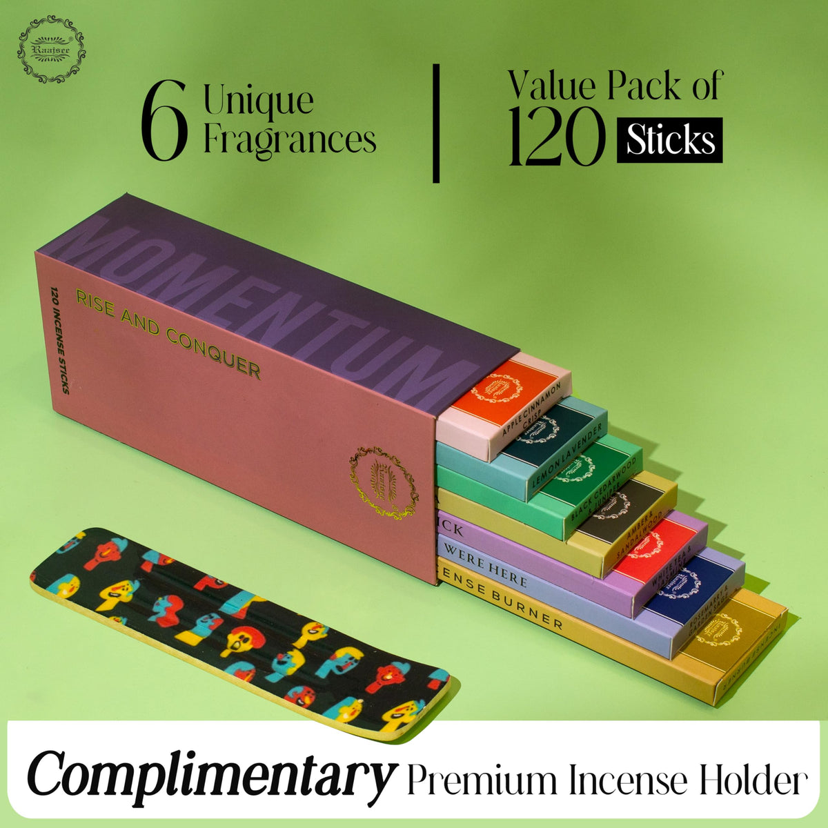 Natural Incense Sticks Variety Pack with Incense Stick Holder (Rise & Conquer)