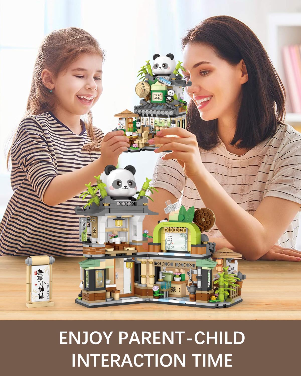 City Street View Panda Tea Shop Mini Building Blocks Set 860 pcs (1383)