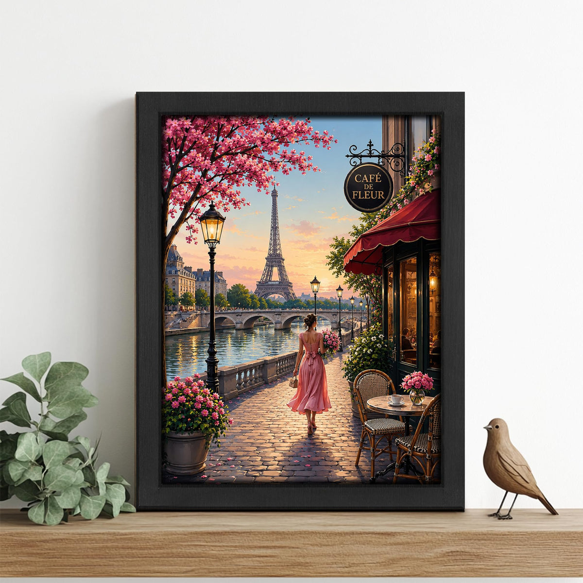 Paris Eiffel Tower Decor Wall Art (Wall Art Framed 21 / 10"L x 8"W)