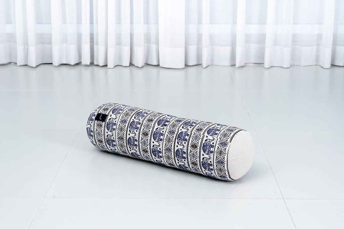 Yoga Bolster 20 x 6 x 6 inches Kapok Roll for Meditation & Massage (El1 - Blue)