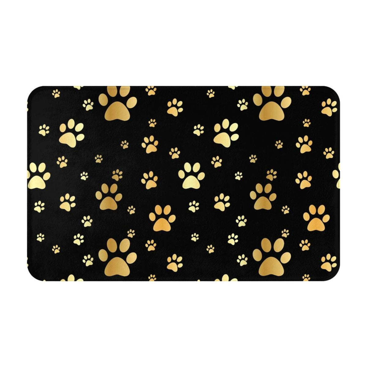 Dog Gold Paw Prints Bath Mat Non (1'8" x 2'8" (Rectangular) / Dog Gold Paw Prints)