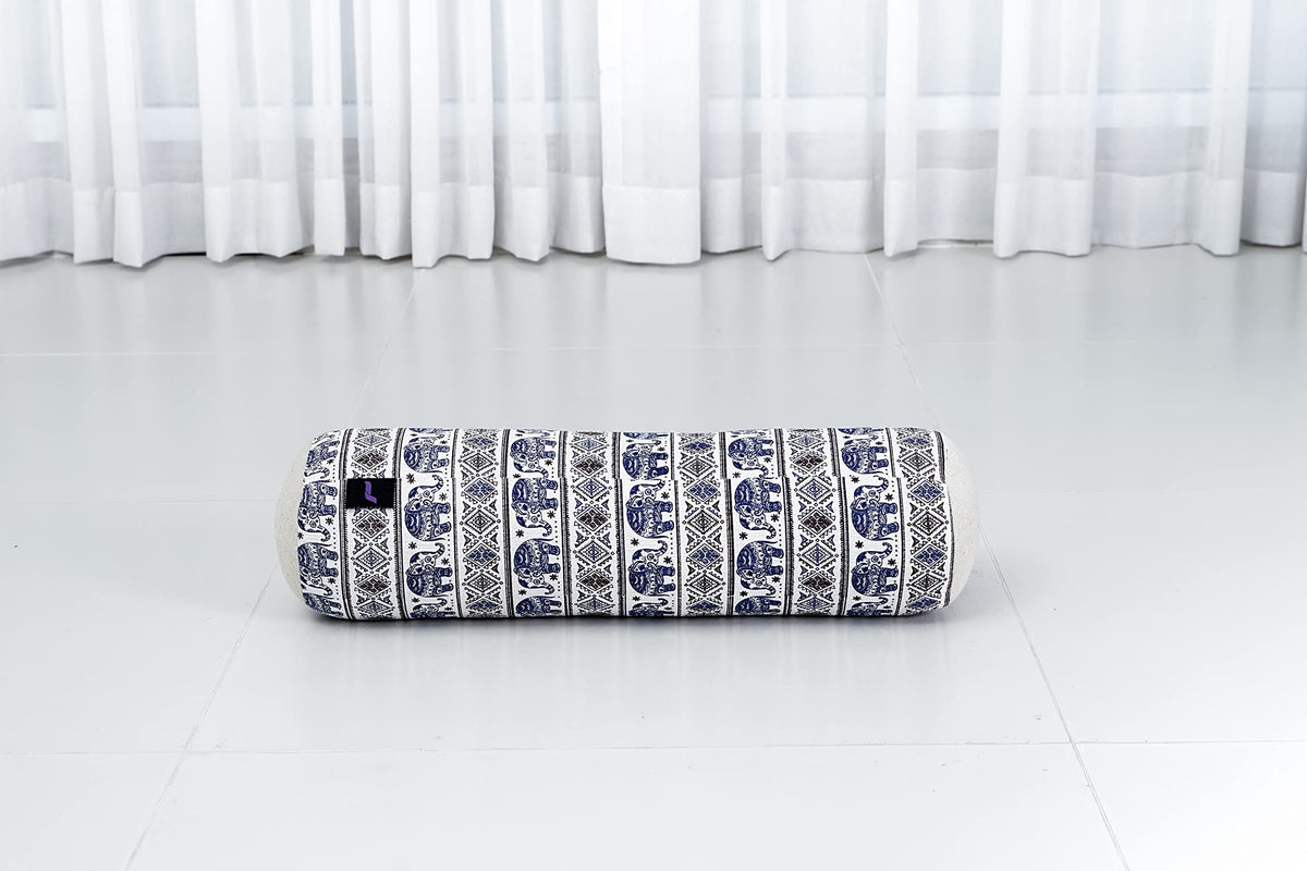 Yoga Bolster 20 x 6 x 6 inches Kapok Roll for Meditation & Massage (El1 - Blue)
