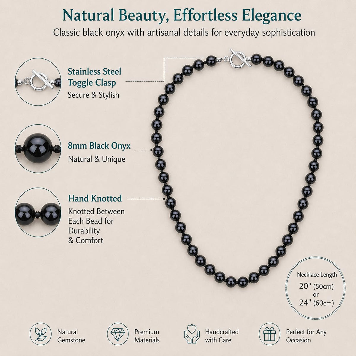 Black Onyx Necklace (Onyx / 20")