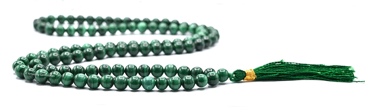 Malachite Buddhist Prayer Beads Japa Mala with 108 Meditation Beads (Without Knots / Malachite)
