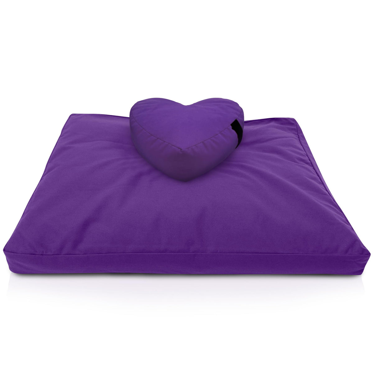 Heart Zafu & Zabuton Yoga Meditation Cushion Set (Heart Shaped Combo / Purple - 10oz Cotton Canvas)