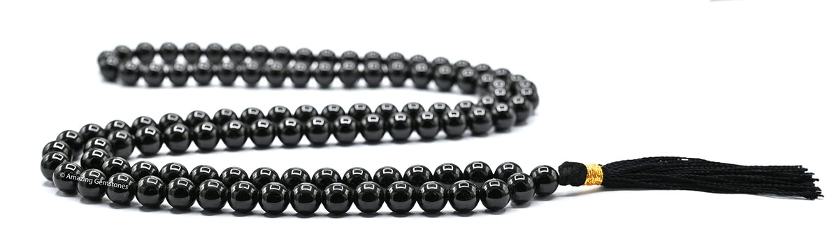 Black Tourmaline Mala Beads (Black Tourmaline / Plain)