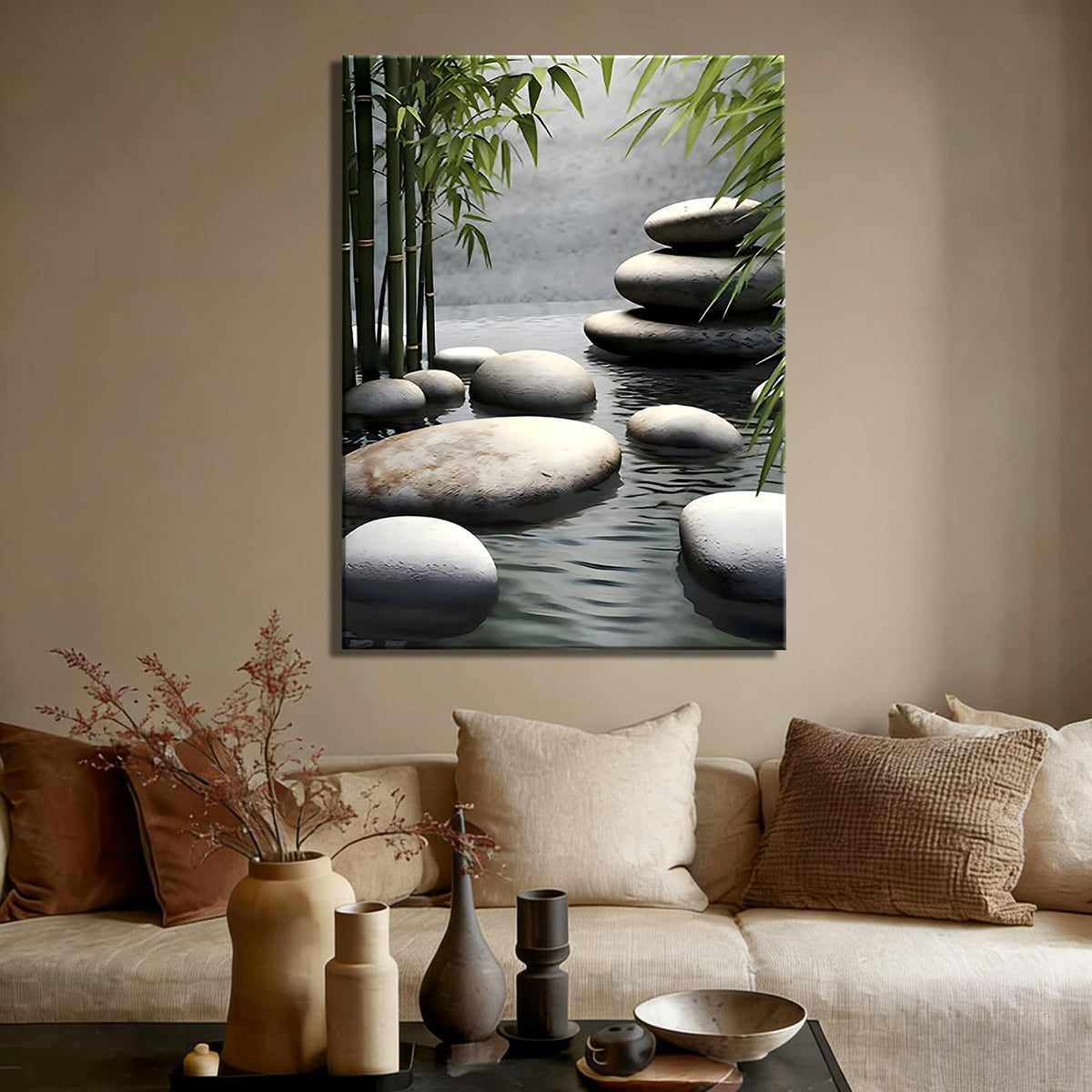 Elegant Framed Spa Wall Art Featuring Bamboo (Pictures16 / 18"L x 12"W)