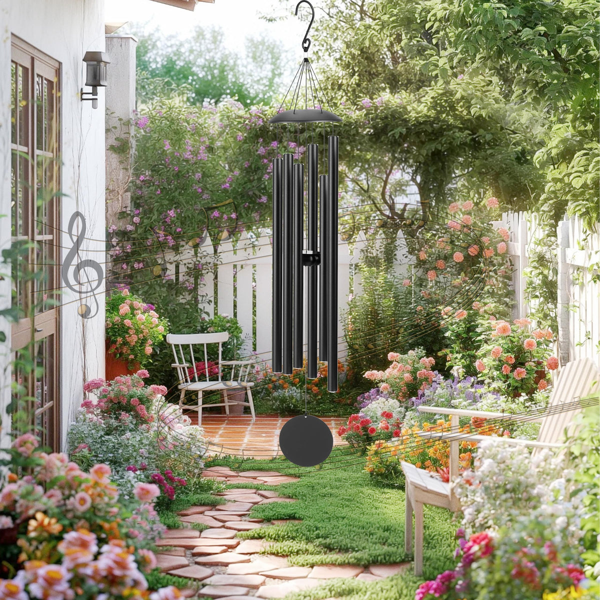 38" Wind Chimes for Outside (Delicate Black / 38")