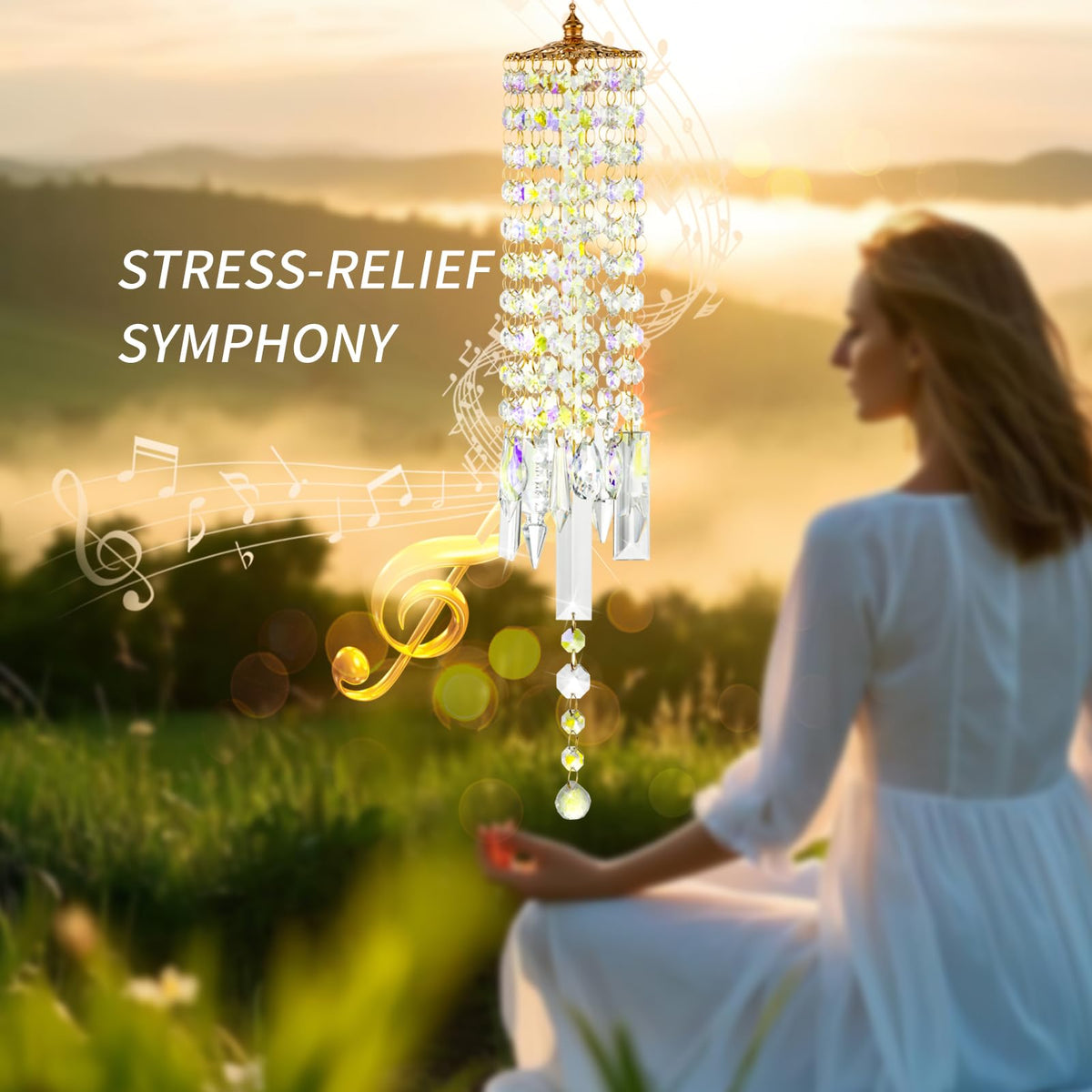 Crystal Wind Chimes Rainbow Suncatcher for Window (Colorful)