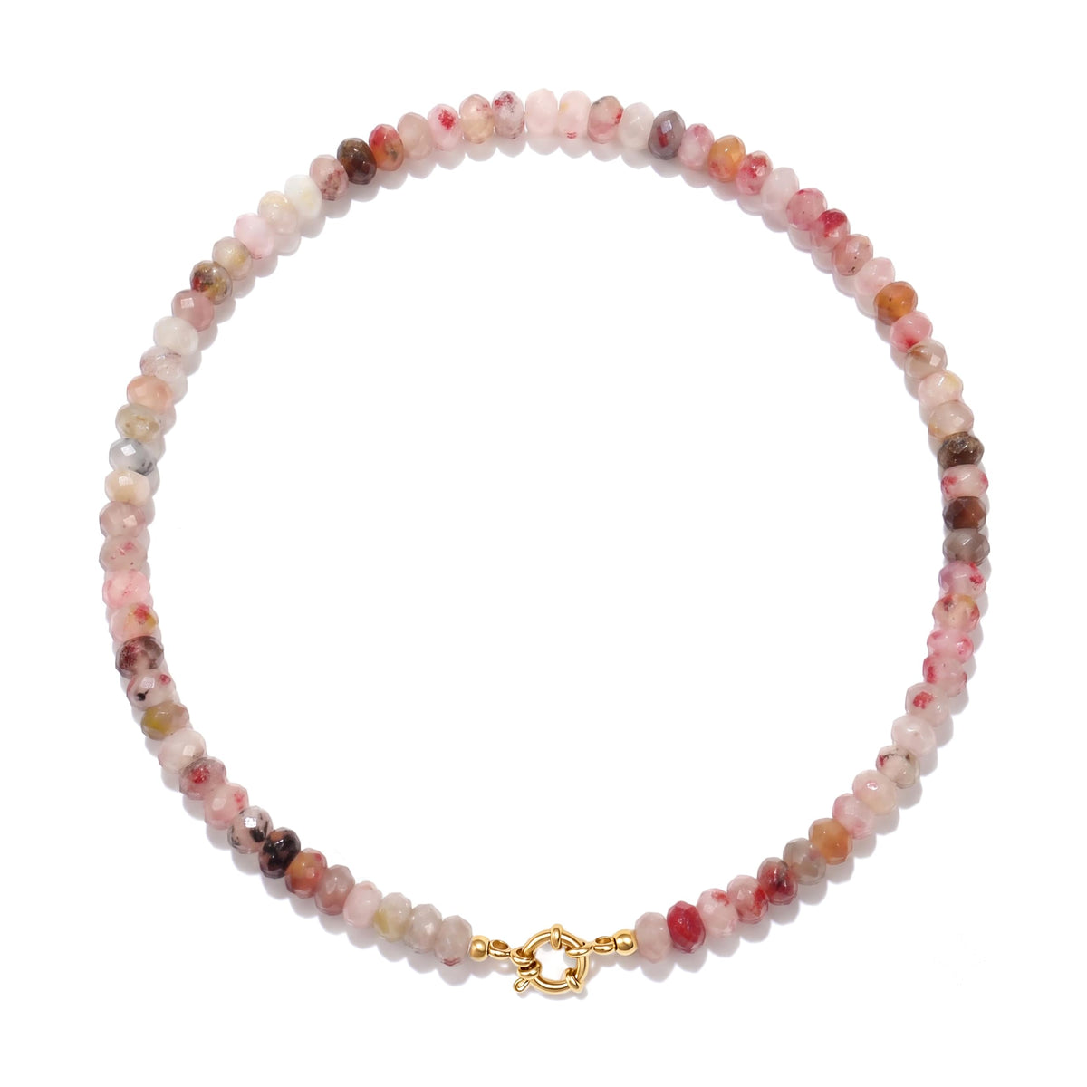Tourmaline Color Natural Stone Beaded Choker Necklace for Women (Tourmaline)