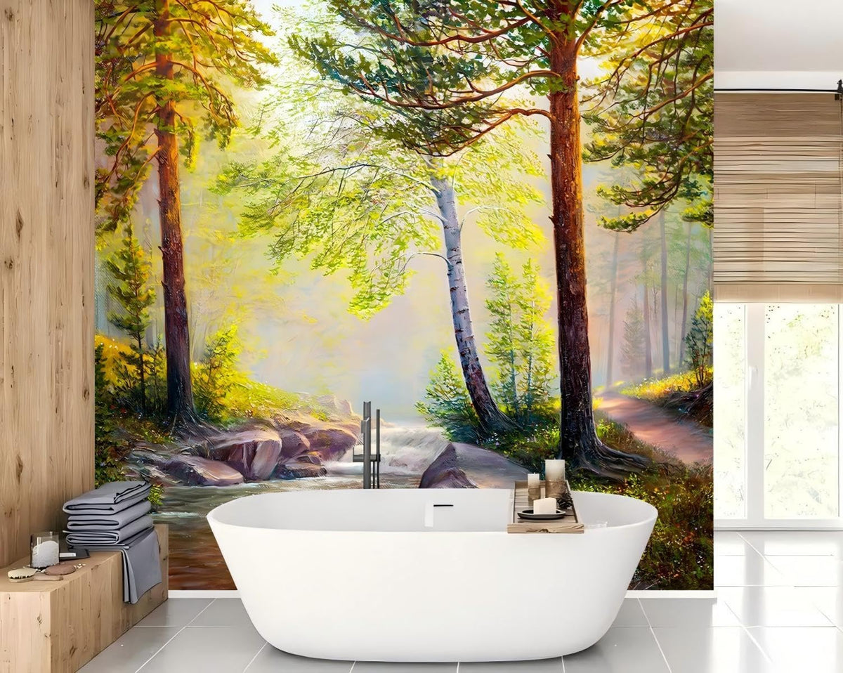 Peel Stick Wall Mural Wallpaper Forest 160"x108" Decor G03 (G03 / 160" x 108")
