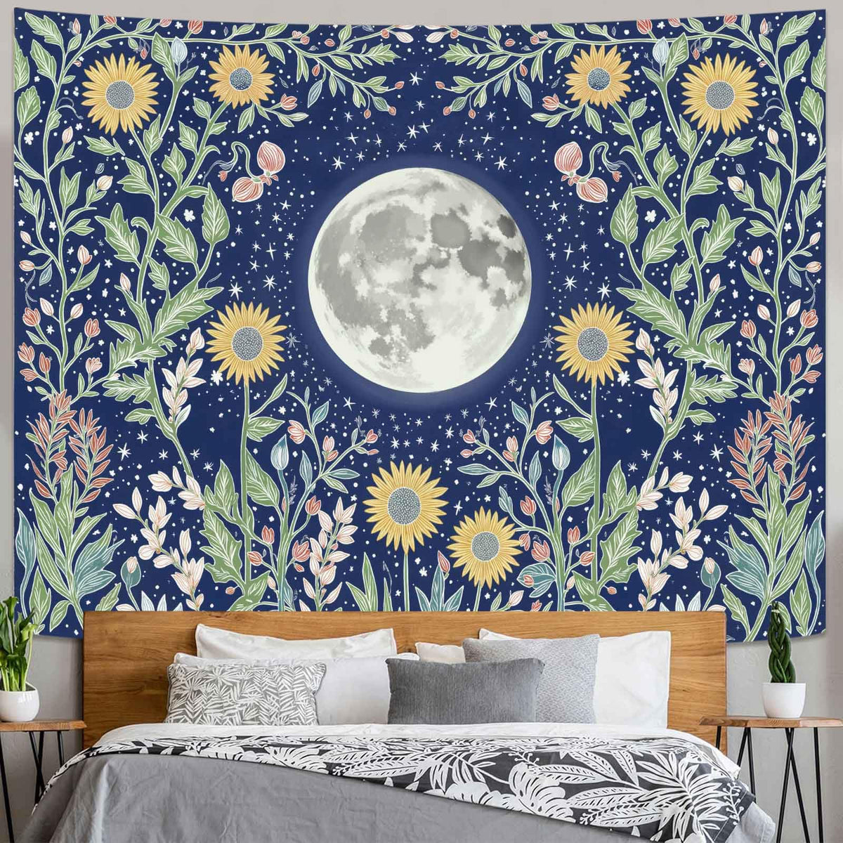 Celestial Sun Tapestry (Light Blue / 80"L x 60"W)