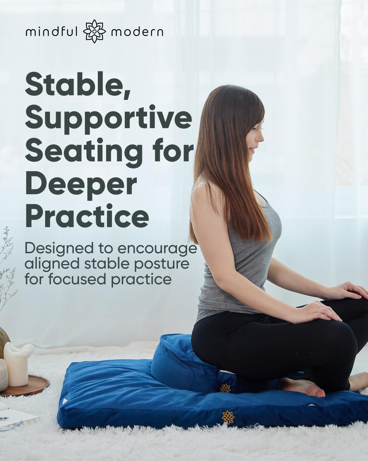 Velvet Zabuton Meditation Mat (Velvet - Blue)