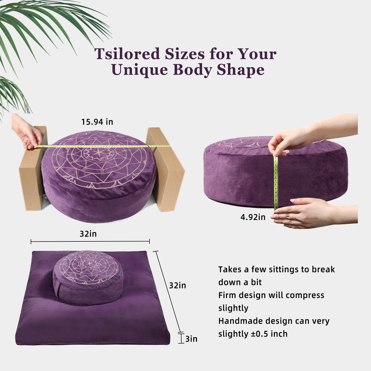 Zafu & Zabuton Meditation Cushion Set (Purple)
