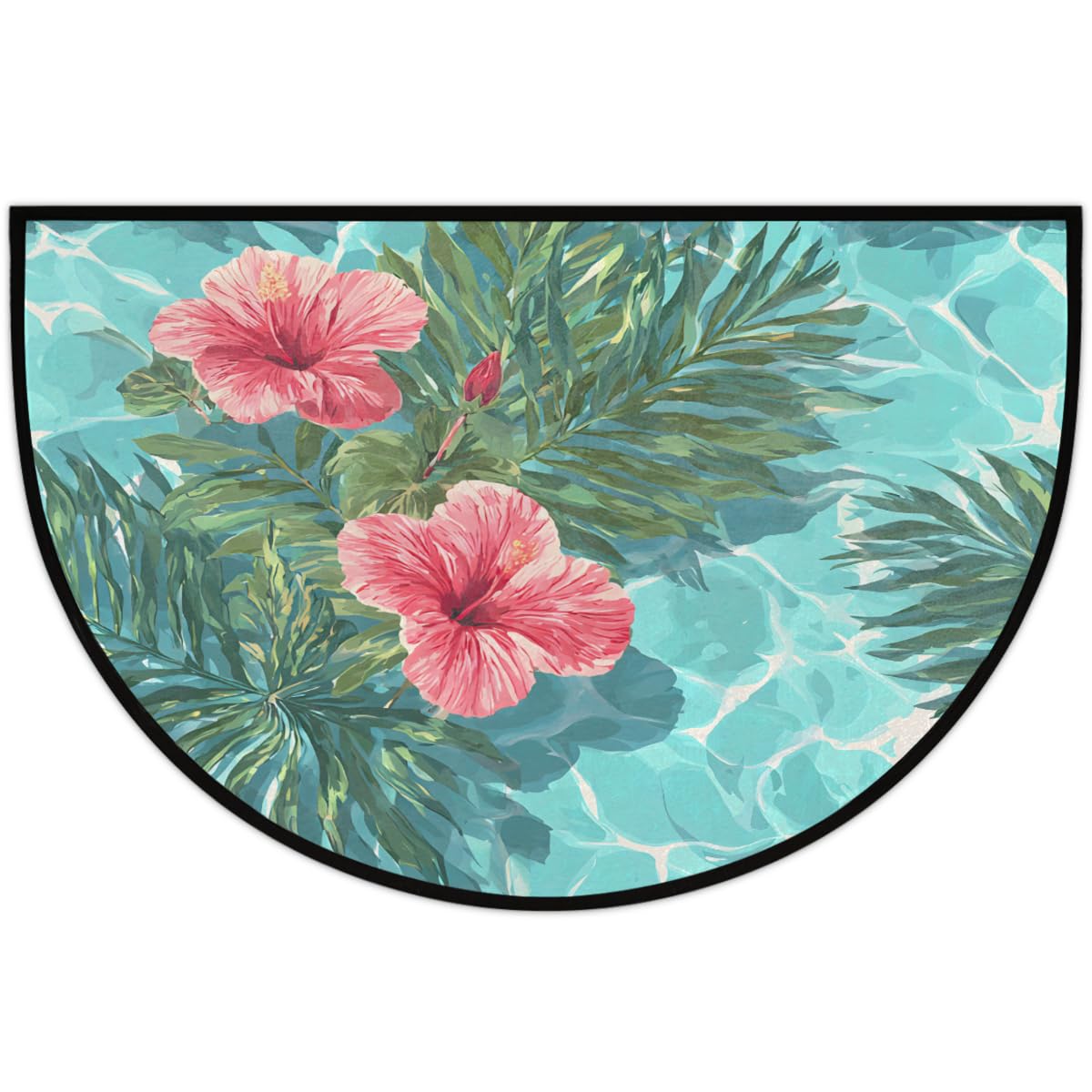 Front Door Mat Indoor Outdoor Entrance (B-18 Palm Leaf Summer Flower)
