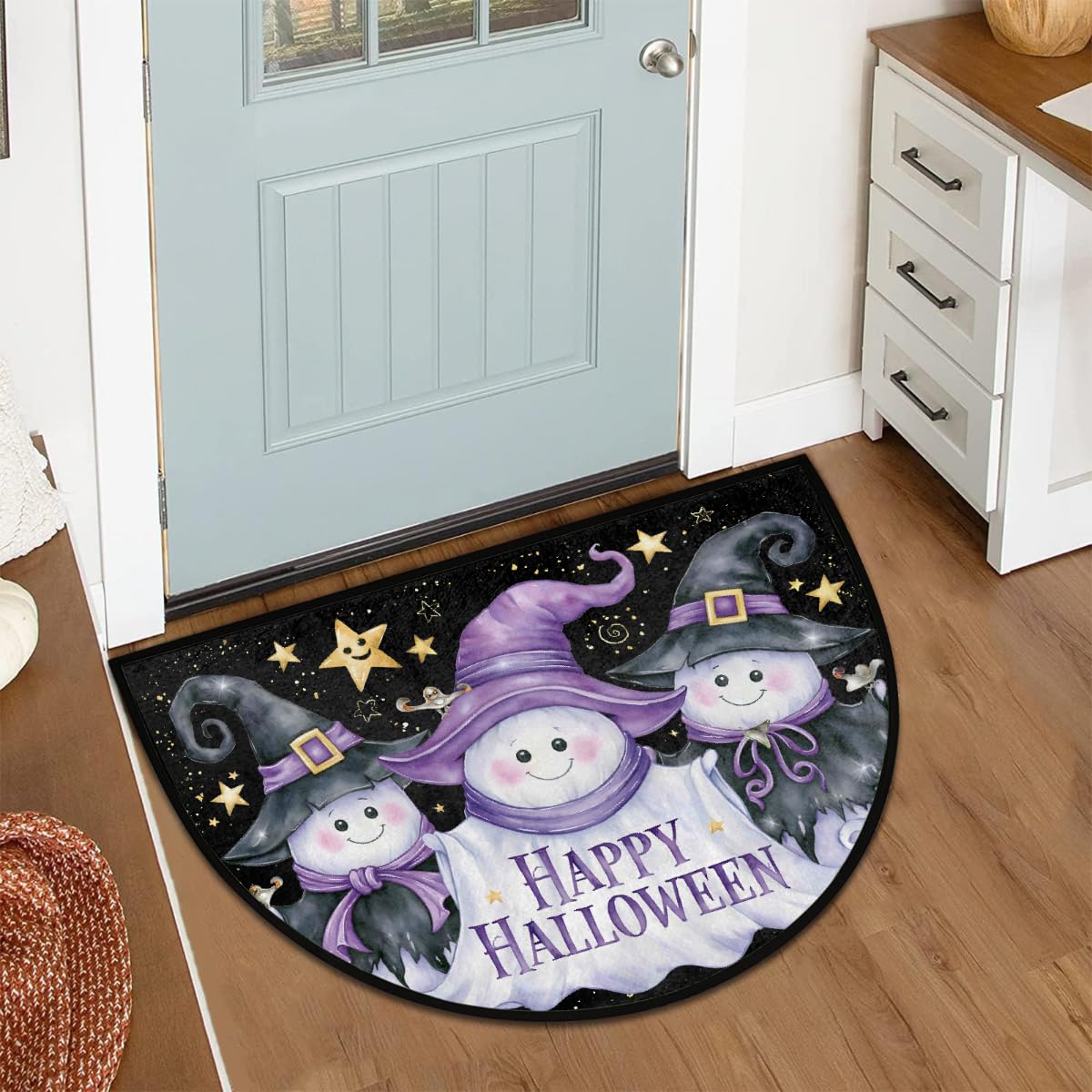 Halloween Half Round Door Mat Outdoor Welcome Entrance Doormat A8 (B-18 Halloween)