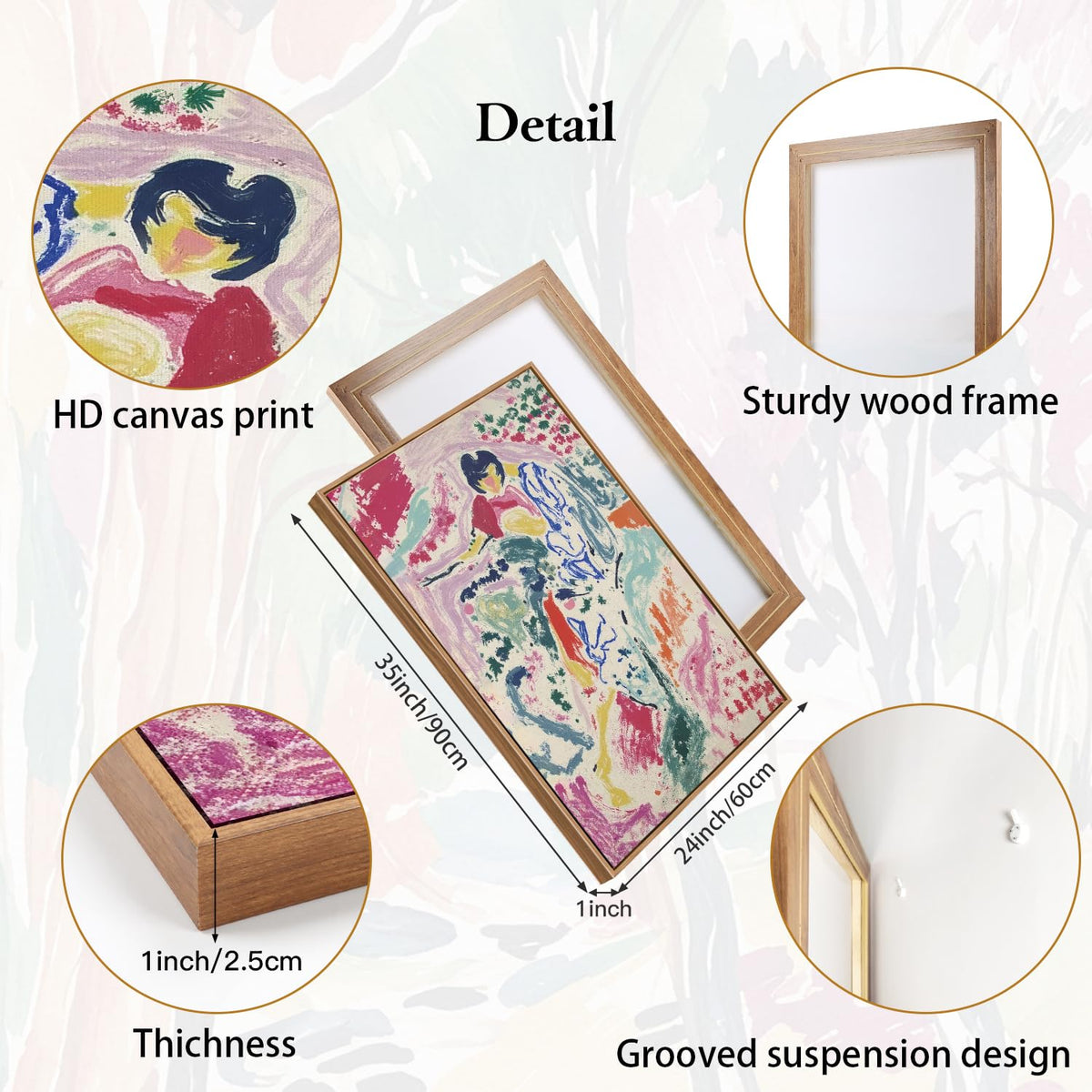 Abstract Matisse Framed Canvas Wall Art (Matisse / 24"L x 36"W)