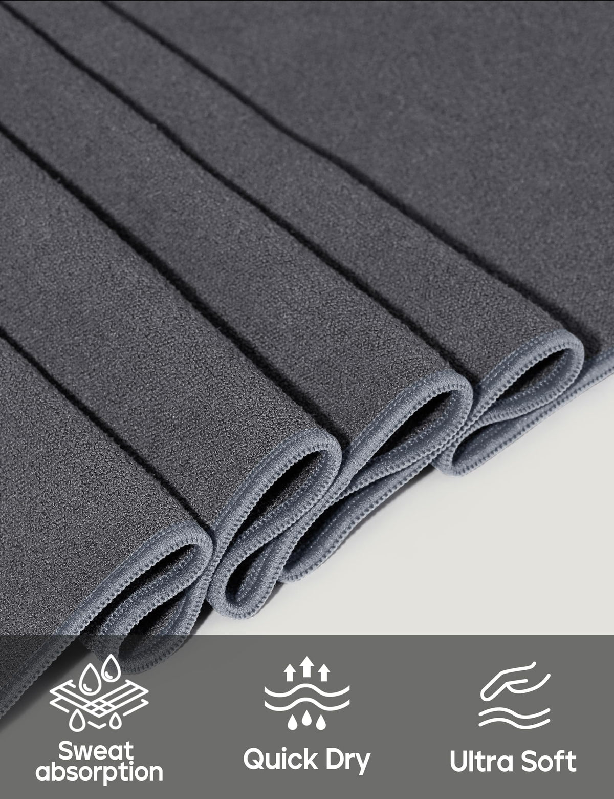 Yoga Mat Towel Non Slip for Hot Yoga Towel with Silicone Grip & Free Spray Bottle (Grey)
