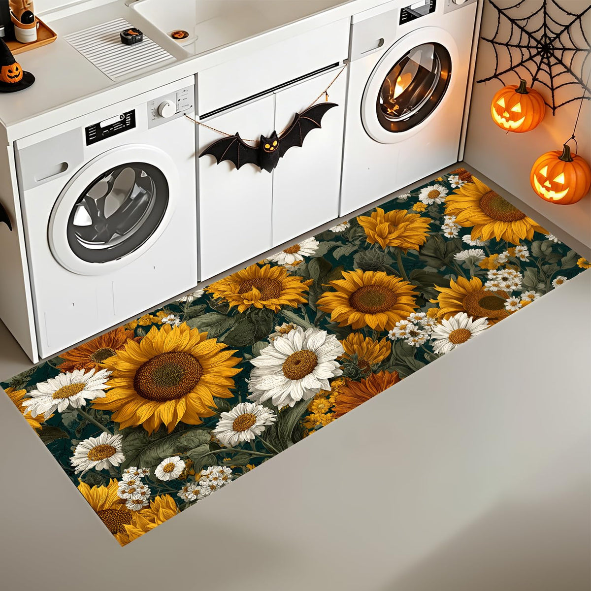 Sunflower Daisy Laundry Room Rug 20x47 Inch (#93)