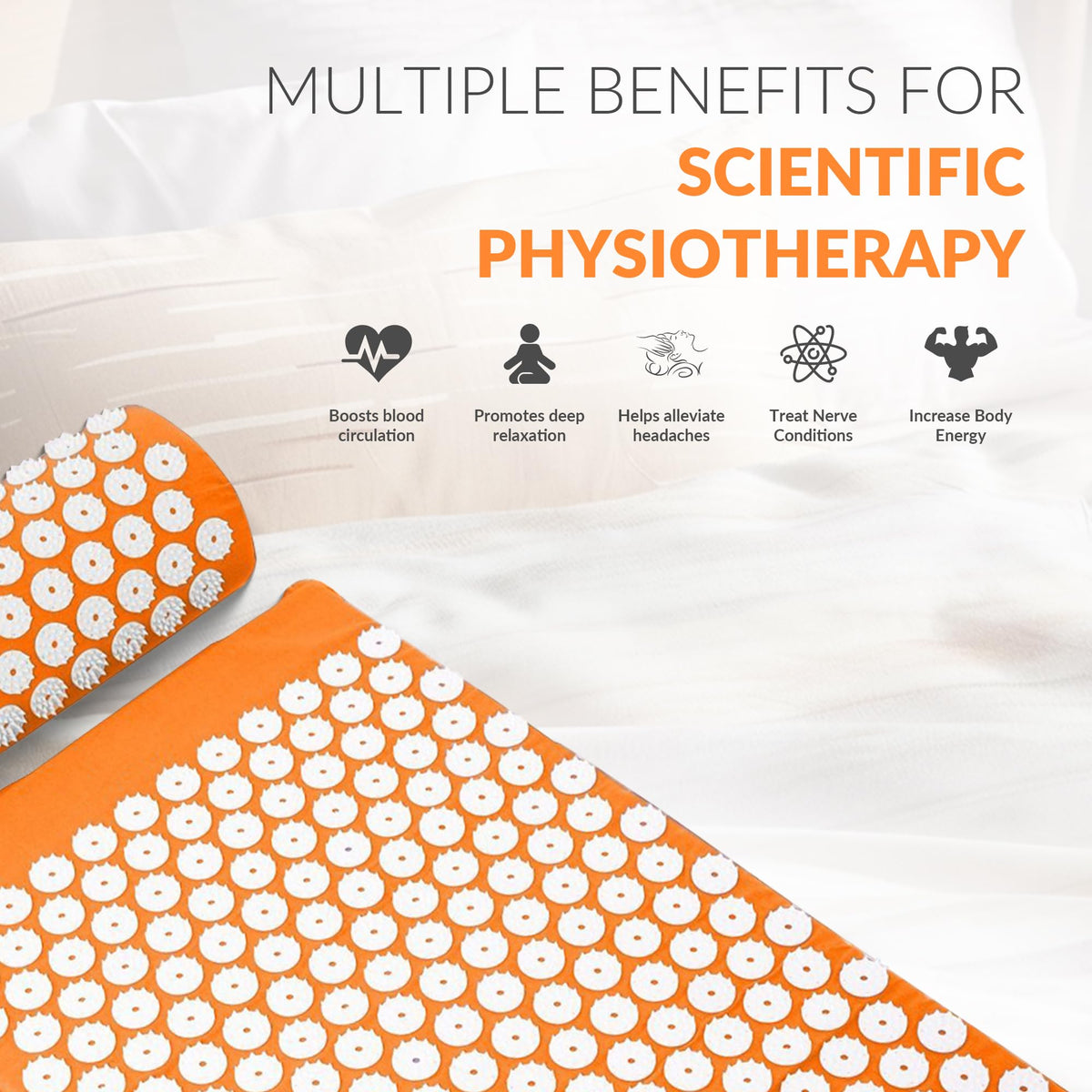 Acupressure Mat and Pillow Set for Back (Orange)