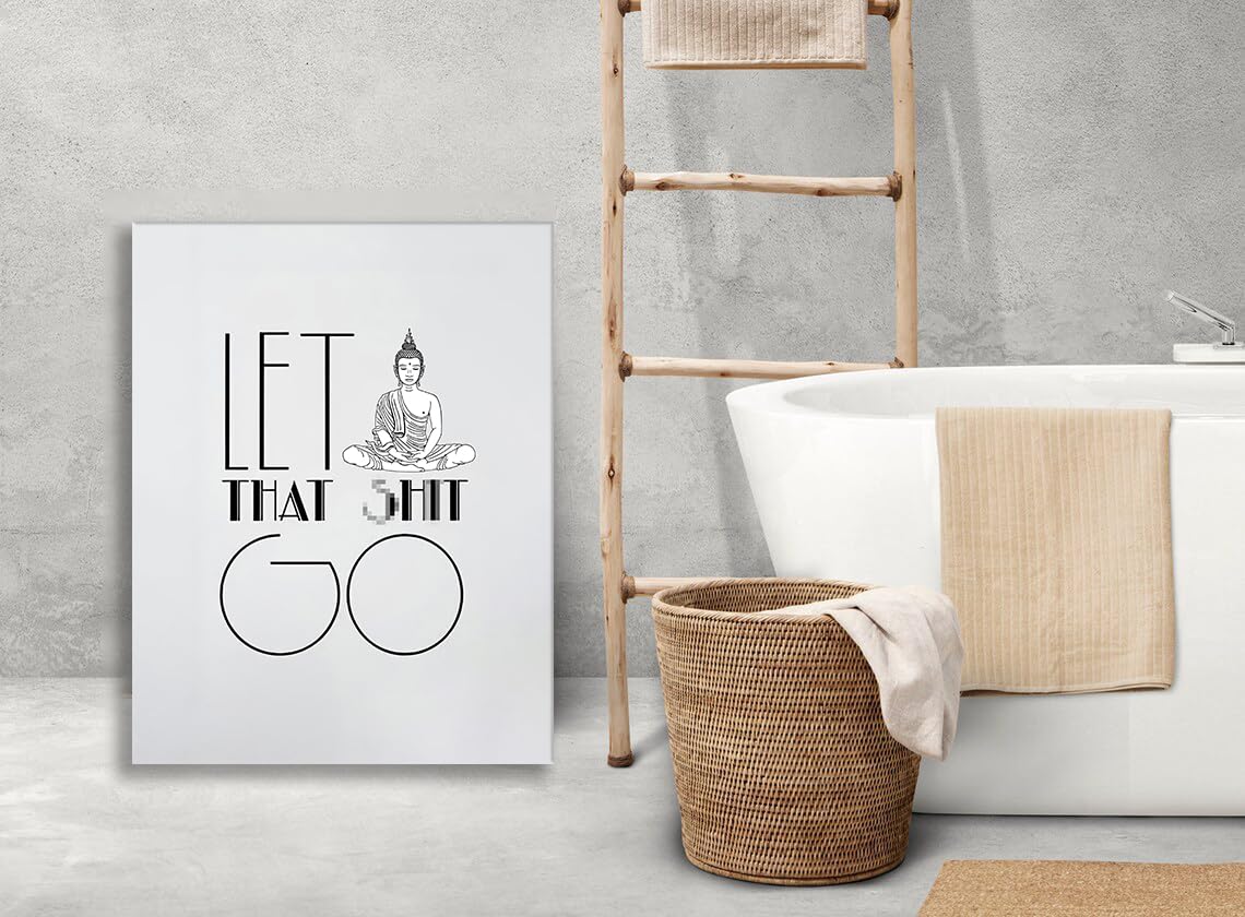 Bathroom Buddhist Wall Art Buddha Zen Yoga Meditation Bathroom Pictures Wall Decor Toilet Bathroom Canvas Painting Home Modern Artwork Decorations Framed for Restroom 16 x 24 inch (24"L x 16"W / Buddhist)