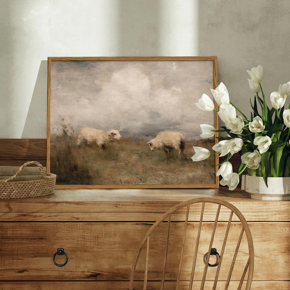 Framed Rustic Sheep Wall Art (Sheep / 16"L x 12"W)