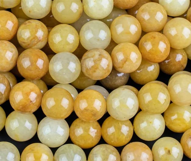 116 Pcs Yellow Jade Beads for Jewelry Making 6 MM Natural Jasper Gemstones Loose Stone Beads (Yellow Jade / 6MM, 116-120pcs)