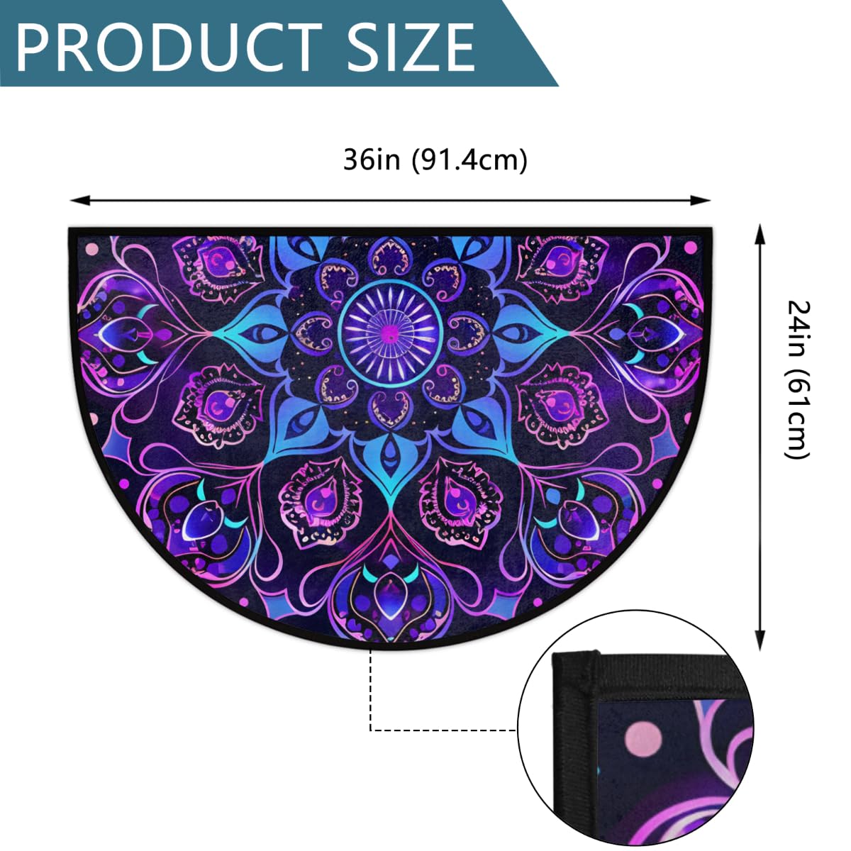 Front Door Mat Indoor Outdoor Entrance (A-52 Mandala Boho India)