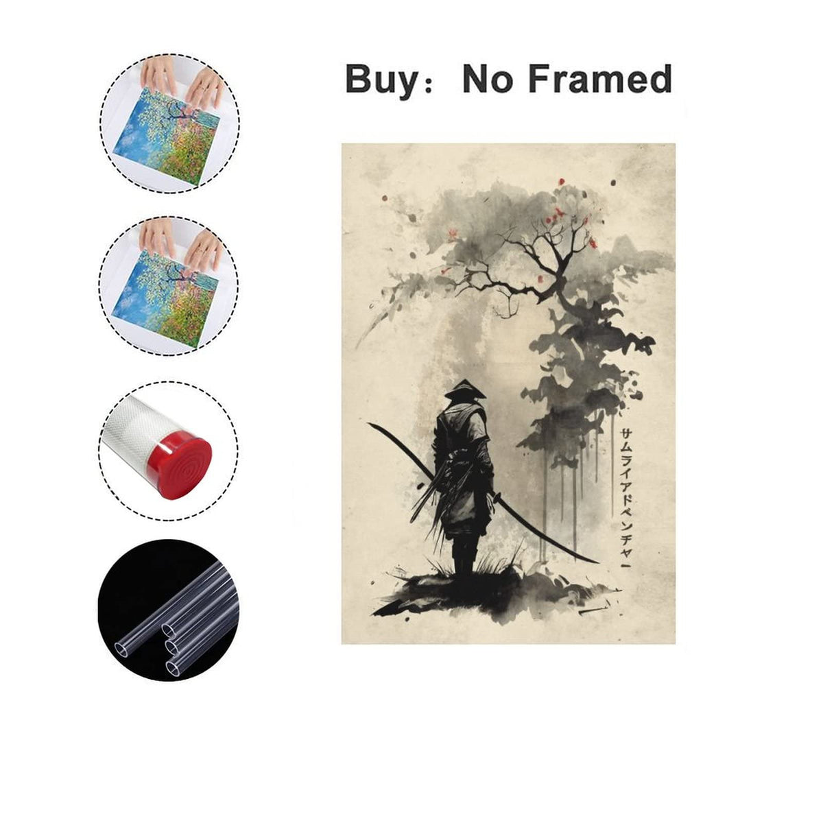 Japanese Ink Bushido Posters And Prints Samurai Journey Canvas Painting Wall Art Character Pictures Decoration Living Room Home Decor Unframed 24 x36 inches (36"L x 24"W / Unframe-9)