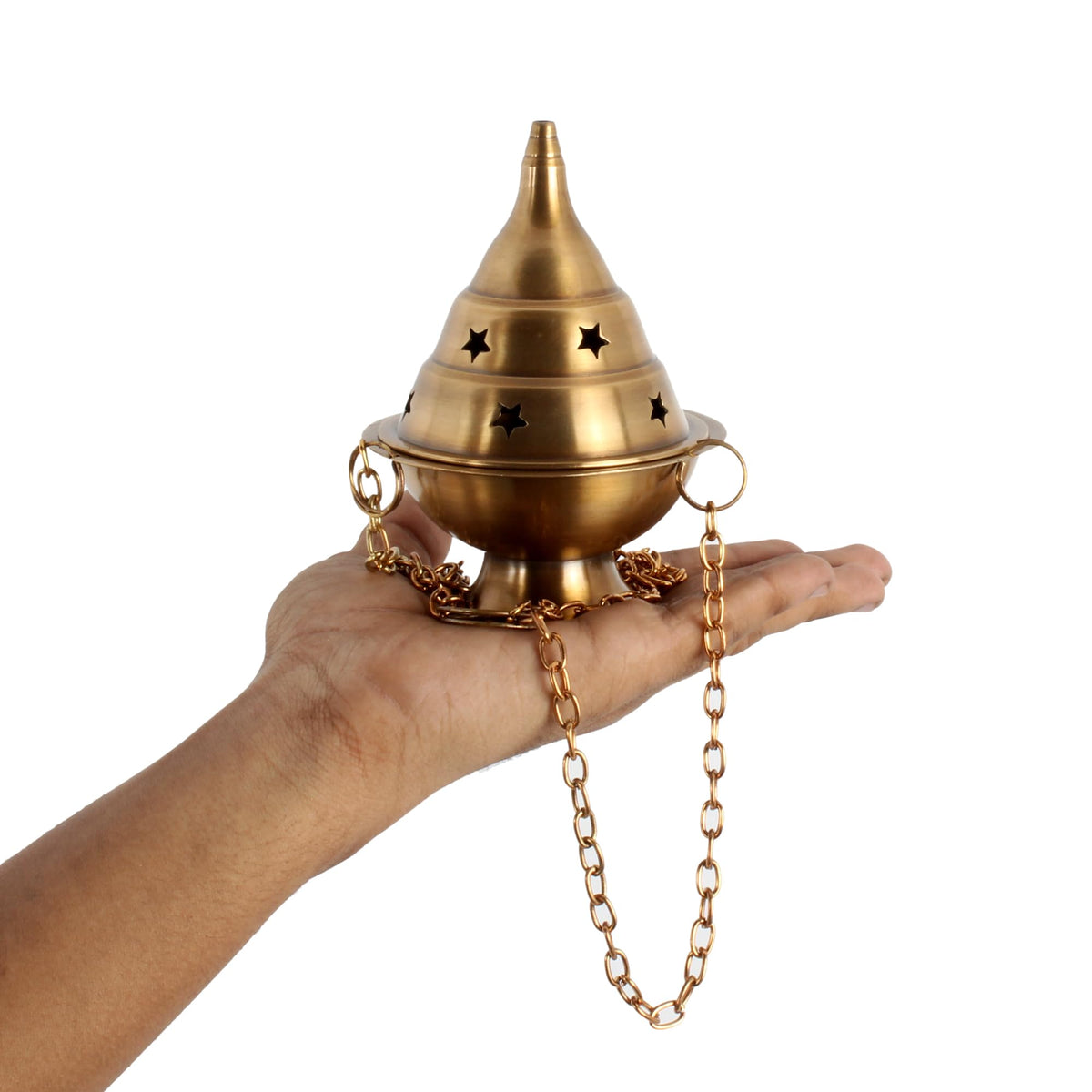Brass Hanging Incense Burner Censer for Charcoal & Resin (Antique)