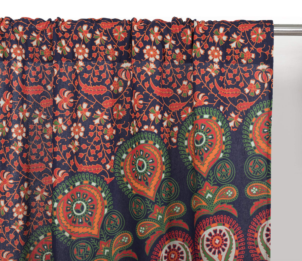 Indian Hippie Bohemian Beautiful Peacock Mandala Curtain Panels Neavy Blue (Neavy Blue / 38"W x 83"L (Pack of 2))