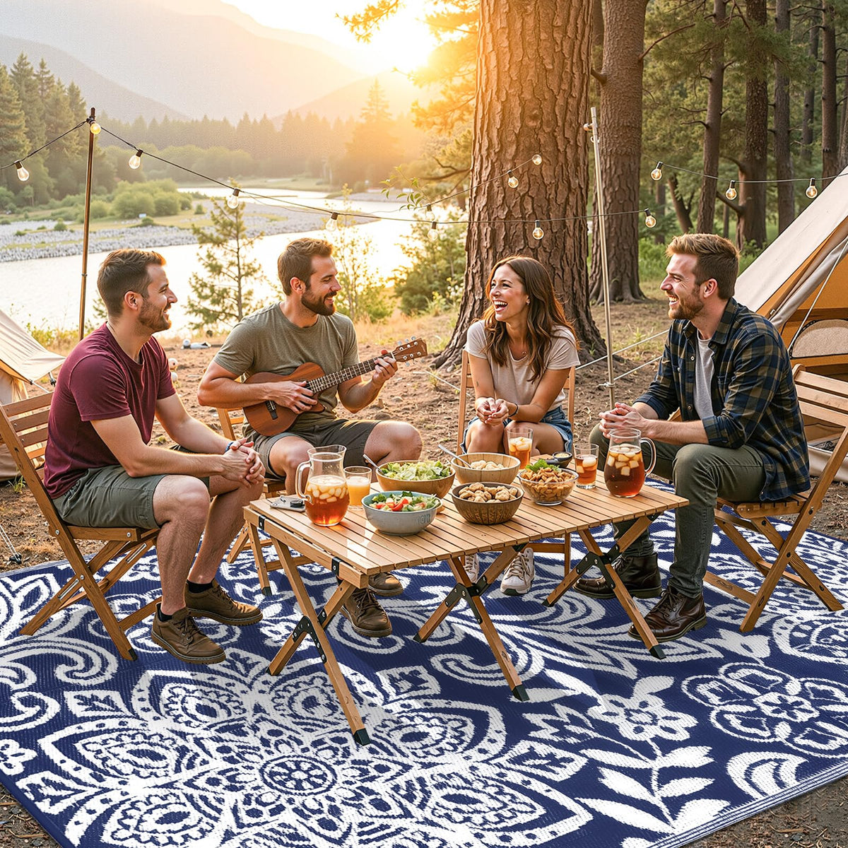 Waterproof Outdoor Rug 5' x 8' (Navy / 5 x 8 Feet)