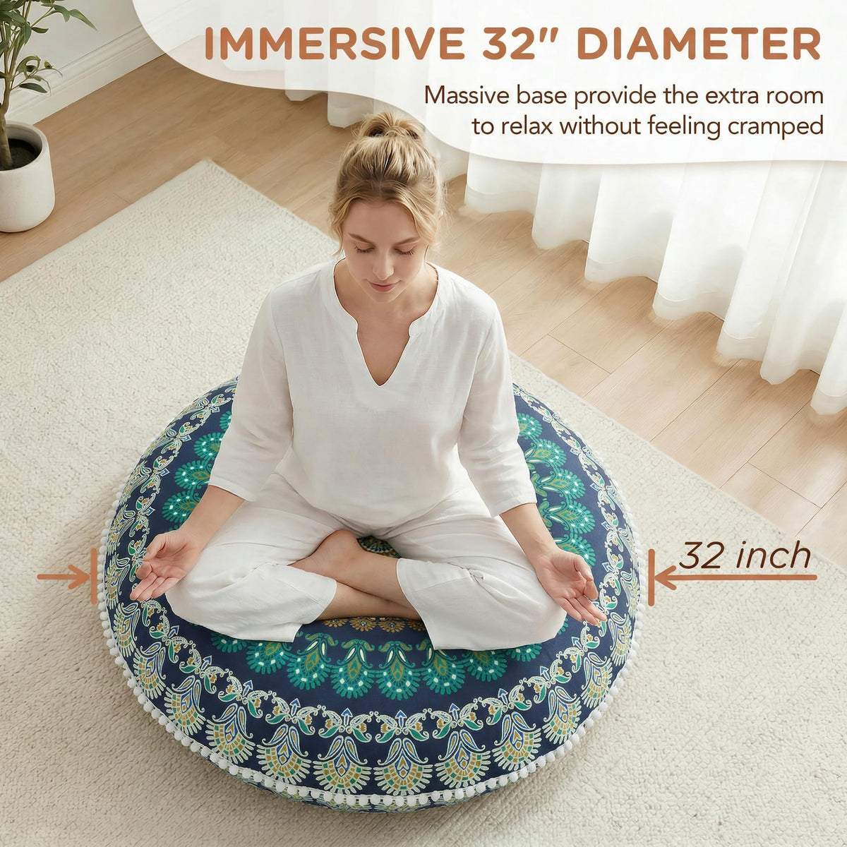Floor Pillows 2 Pack (2 Count (Pack of 1) / Round | Green)