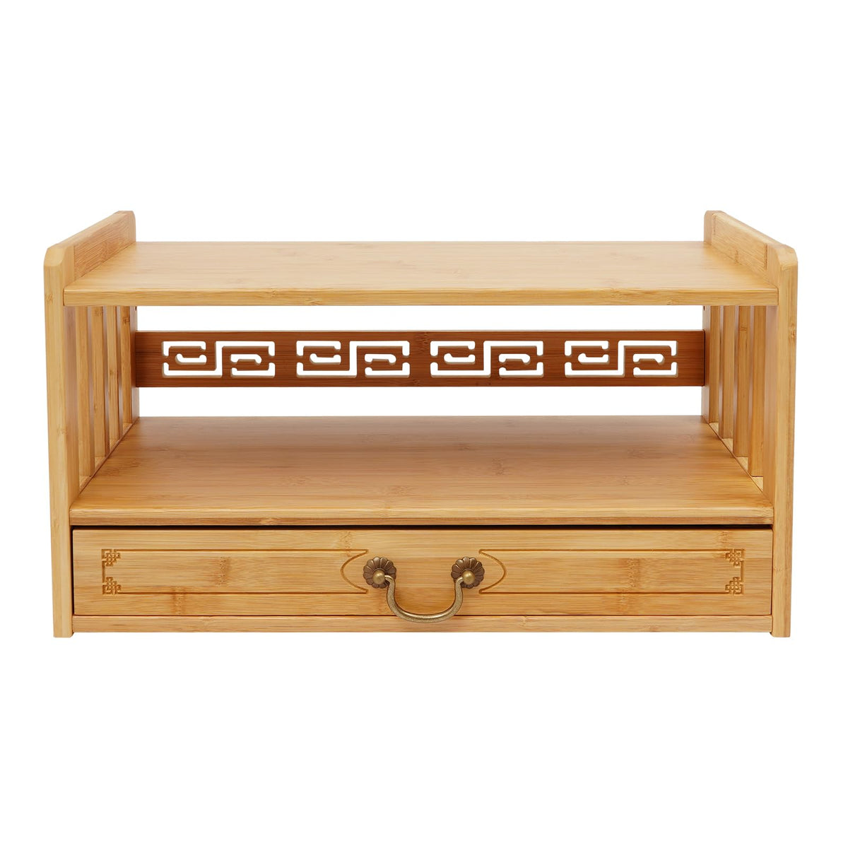 Low 3 Tier Meditation Table with Drawer (Wood Color / 20.4”W)
